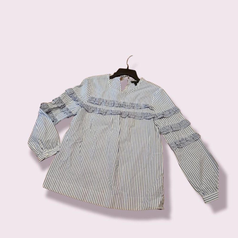 J. Crew Striped Ruffle Blouse - Picture 3 of 4